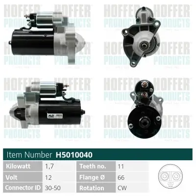 Starter 12 V 1,7 kW HOFFER H5010040 Bild Starter 12 V 1,7 kW HOFFER H5010040