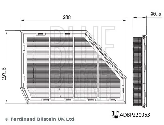 Luftfilter vorne rechts BLUE PRINT ADBP220053 Bild Luftfilter vorne rechts BLUE PRINT ADBP220053
