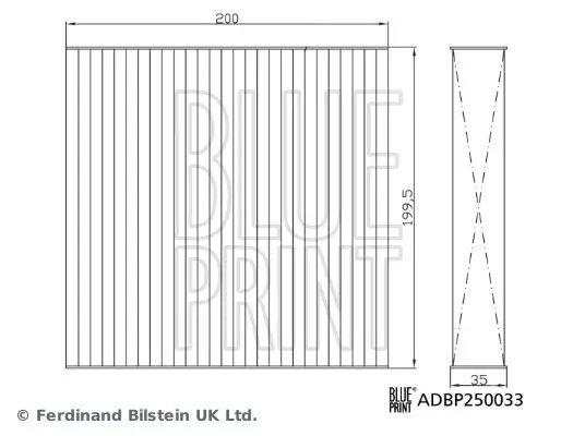 Filter, Innenraumluft BLUE PRINT ADBP250078