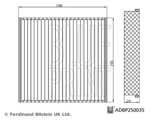 Filter, Innenraumluft BLUE PRINT ADBP250035 Bild Filter, Innenraumluft BLUE PRINT ADBP250035