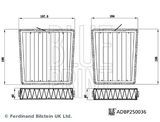 Filtersatz, Innenraumluft BLUE PRINT ADBP250036 Bild Filtersatz, Innenraumluft BLUE PRINT ADBP250036