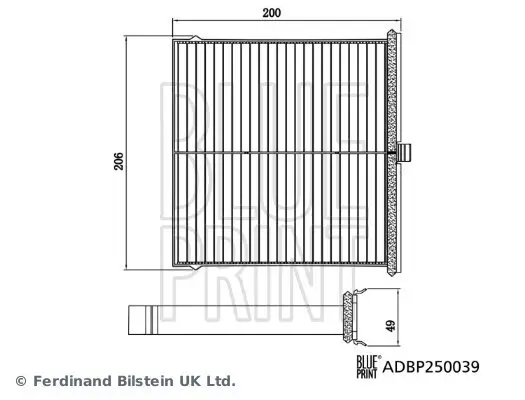 Filter, Innenraumluft BLUE PRINT ADBP250039 Bild Filter, Innenraumluft BLUE PRINT ADBP250039