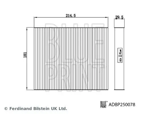 Filter, Innenraumluft BLUE PRINT ADBP250078 Bild Filter, Innenraumluft BLUE PRINT ADBP250078