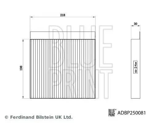 Filter, Innenraumluft BLUE PRINT ADBP250081 Bild Filter, Innenraumluft BLUE PRINT ADBP250081