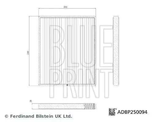 Filter, Innenraumluft BLUE PRINT ADBP250094