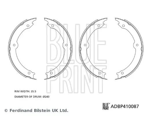 Bremsbackensatz, Feststellbremse Hinterachse BLUE PRINT ADBP410087