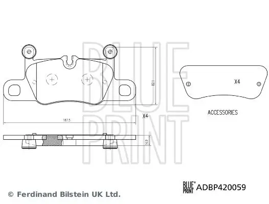 Bremsbelagsatz, Scheibenbremse Hinterachse BLUE PRINT ADBP420059 Bild Bremsbelagsatz, Scheibenbremse Hinterachse BLUE PRINT ADBP420059