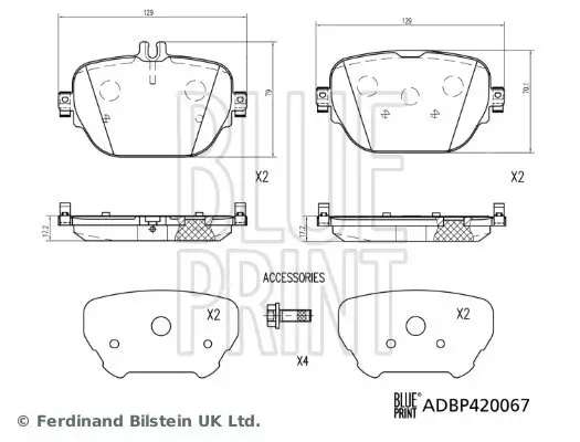 Bremsbelagsatz, Scheibenbremse Hinterachse BLUE PRINT ADBP420067 Bild Bremsbelagsatz, Scheibenbremse Hinterachse BLUE PRINT ADBP420067