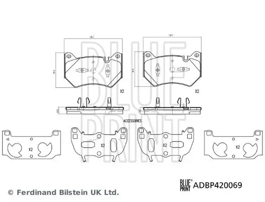 Bremsbelagsatz, Scheibenbremse Vorderachse BLUE PRINT ADBP420069 Bild Bremsbelagsatz, Scheibenbremse Vorderachse BLUE PRINT ADBP420069