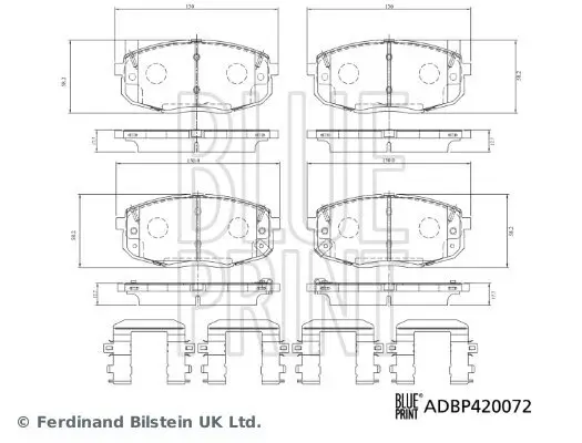 Bremsbelagsatz, Scheibenbremse Vorderachse BLUE PRINT ADBP420072 Bild Bremsbelagsatz, Scheibenbremse Vorderachse BLUE PRINT ADBP420072