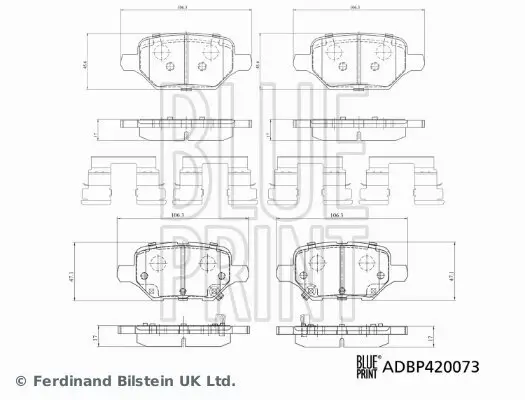 Bremsbelagsatz, Scheibenbremse BLUE PRINT ADBP420073 Bild Bremsbelagsatz, Scheibenbremse BLUE PRINT ADBP420073