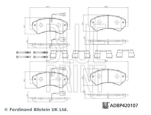 Bremsbelagsatz, Scheibenbremse Vorderachse BLUE PRINT ADBP420107
