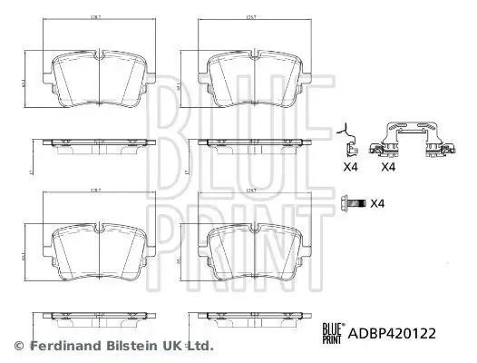 Bremsbelagsatz, Scheibenbremse Hinterachse BLUE PRINT ADBP420122 Bild Bremsbelagsatz, Scheibenbremse Hinterachse BLUE PRINT ADBP420122