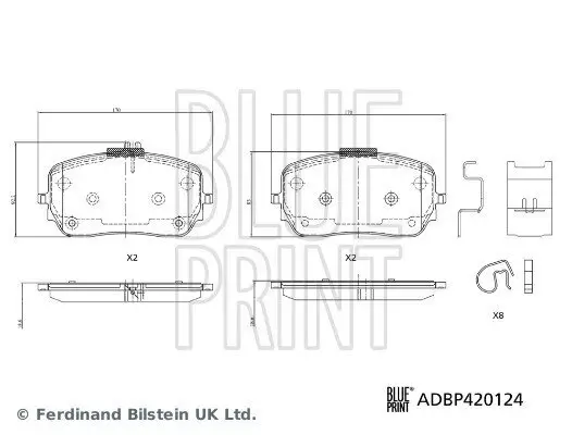 Bremsbelagsatz, Scheibenbremse Vorderachse BLUE PRINT ADBP420124 Bild Bremsbelagsatz, Scheibenbremse Vorderachse BLUE PRINT ADBP420124