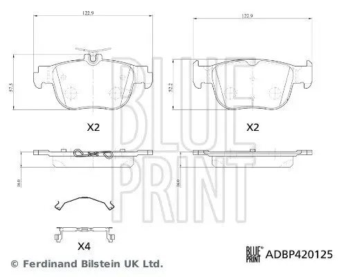 Bremsbelagsatz, Scheibenbremse Hinterachse BLUE PRINT ADBP420125 Bild Bremsbelagsatz, Scheibenbremse Hinterachse BLUE PRINT ADBP420125