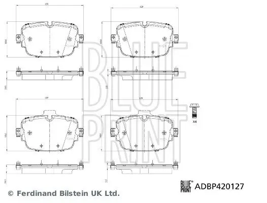 Bremsbelagsatz, Scheibenbremse Hinterachse BLUE PRINT ADBP420127