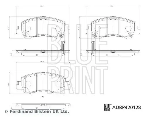Bremsbelagsatz, Scheibenbremse Vorderachse BLUE PRINT ADBP420128 Bild Bremsbelagsatz, Scheibenbremse Vorderachse BLUE PRINT ADBP420128