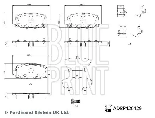 Bremsbelagsatz, Scheibenbremse Hinterachse BLUE PRINT ADBP420129 Bild Bremsbelagsatz, Scheibenbremse Hinterachse BLUE PRINT ADBP420129
