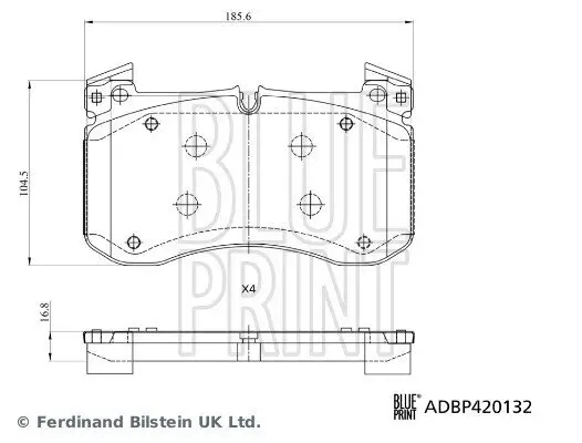 Bremsbelagsatz, Scheibenbremse Vorderachse BLUE PRINT ADBP420132 Bild Bremsbelagsatz, Scheibenbremse Vorderachse BLUE PRINT ADBP420132