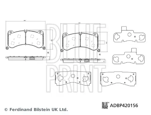 Bremsbelagsatz, Scheibenbremse Vorderachse BLUE PRINT ADBP420156 Bild Bremsbelagsatz, Scheibenbremse Vorderachse BLUE PRINT ADBP420156