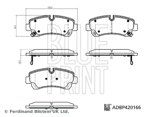 Bremsbelagsatz, Scheibenbremse Hinterachse BLUE PRINT ADBP420166 Bild Bremsbelagsatz, Scheibenbremse Hinterachse BLUE PRINT ADBP420166