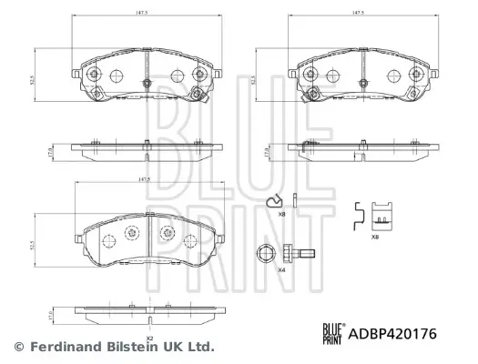 Bremsbelagsatz, Scheibenbremse Hinterachse BLUE PRINT ADBP420176