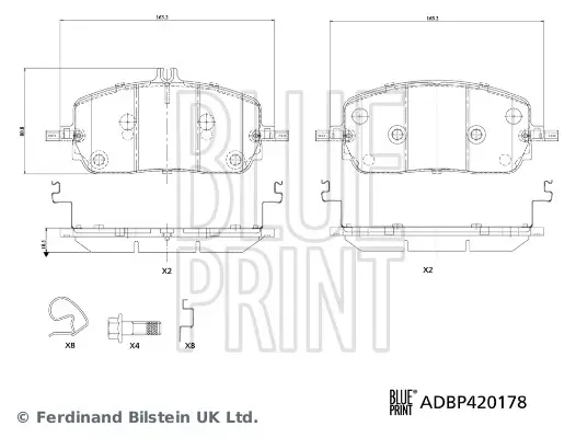 Bremsbelagsatz, Scheibenbremse Vorderachse BLUE PRINT ADBP420178 Bild Bremsbelagsatz, Scheibenbremse Vorderachse BLUE PRINT ADBP420178