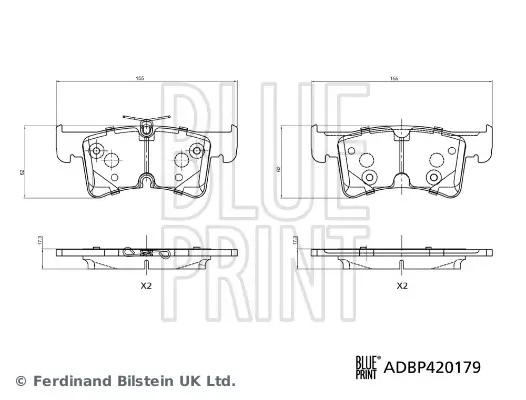 Bremsbelagsatz, Scheibenbremse Hinterachse BLUE PRINT ADBP420179