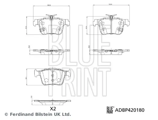 Bremsbelagsatz, Scheibenbremse Hinterachse BLUE PRINT ADBP420180