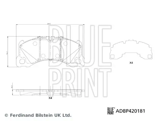 Bremsbelagsatz, Scheibenbremse Vorderachse BLUE PRINT ADBP420181