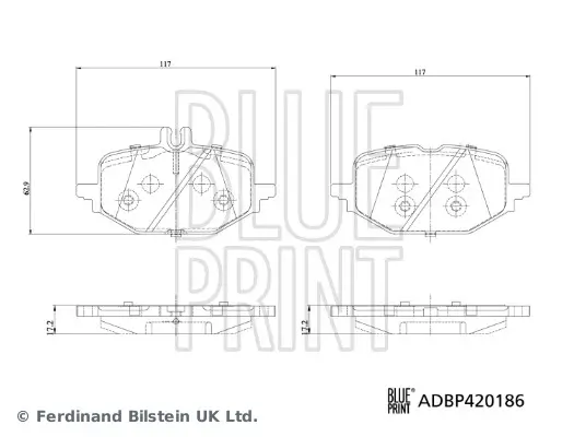 Bremsbelagsatz, Scheibenbremse Hinterachse BLUE PRINT ADBP420186 Bild Bremsbelagsatz, Scheibenbremse Hinterachse BLUE PRINT ADBP420186