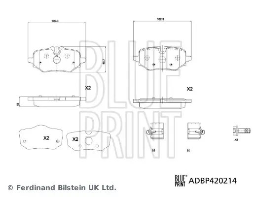 Bremsbelagsatz, Scheibenbremse Hinterachse BLUE PRINT ADBP420214 Bild Bremsbelagsatz, Scheibenbremse Hinterachse BLUE PRINT ADBP420214