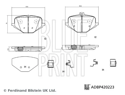 Bremsbelagsatz, Scheibenbremse Hinterachse BLUE PRINT ADBP420223