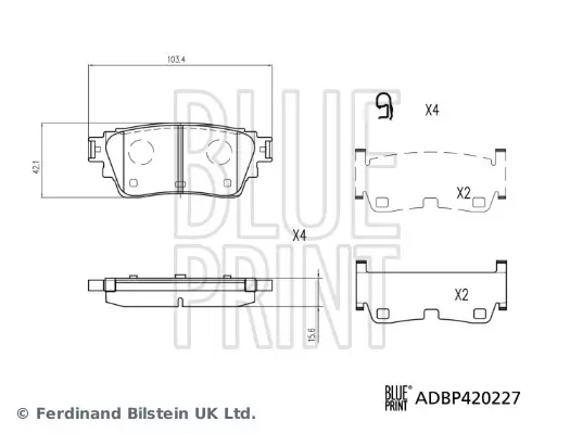 Bremsbelagsatz, Scheibenbremse Hinterachse BLUE PRINT ADBP420227