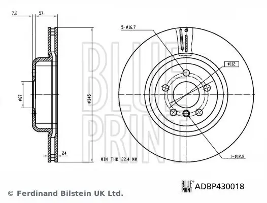 Bremsscheibe BLUE PRINT ADBP430018 Bild Bremsscheibe BLUE PRINT ADBP430018