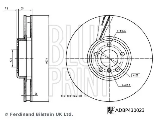 Bremsscheibe BLUE PRINT ADBP430023 Bild Bremsscheibe BLUE PRINT ADBP430023