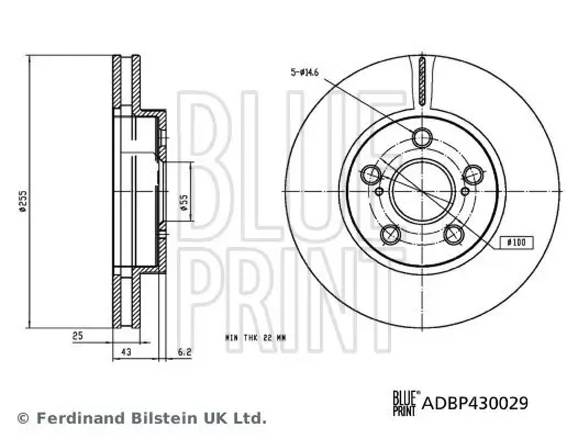 Bremsscheibe Vorderachse BLUE PRINT ADBP430029 Bild Bremsscheibe Vorderachse BLUE PRINT ADBP430029