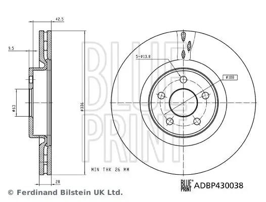 Bremsscheibe Vorderachse BLUE PRINT ADBP430038 Bild Bremsscheibe Vorderachse BLUE PRINT ADBP430038