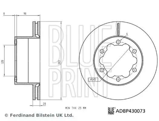 Bremsscheibe Hinterachse BLUE PRINT ADBP430073 Bild Bremsscheibe Hinterachse BLUE PRINT ADBP430073