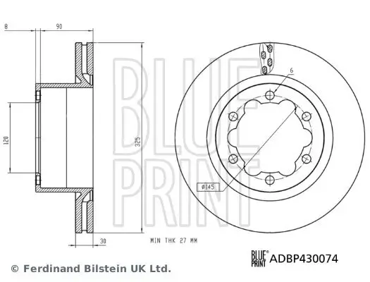 Bremsscheibe BLUE PRINT ADBP430074 Bild Bremsscheibe BLUE PRINT ADBP430074