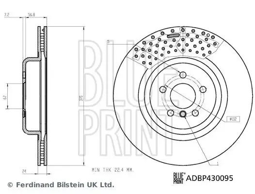 Bremsscheibe BLUE PRINT ADBP430095 Bild Bremsscheibe BLUE PRINT ADBP430095