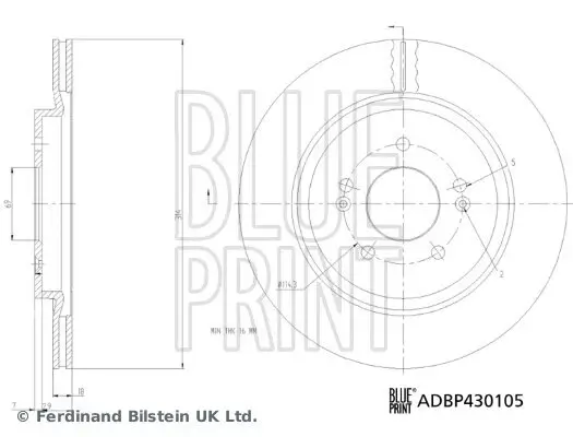 Bremsscheibe Hinterachse BLUE PRINT ADBP430105 Bild Bremsscheibe Hinterachse BLUE PRINT ADBP430105
