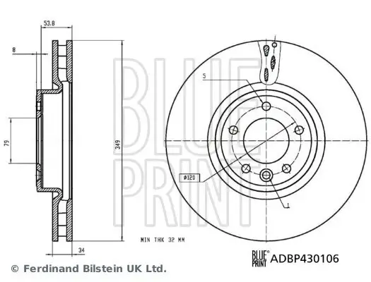 Bremsscheibe Vorderachse BLUE PRINT ADBP430106 Bild Bremsscheibe Vorderachse BLUE PRINT ADBP430106