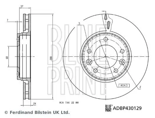 Bremsscheibe BLUE PRINT ADBP430129 Bild Bremsscheibe BLUE PRINT ADBP430129