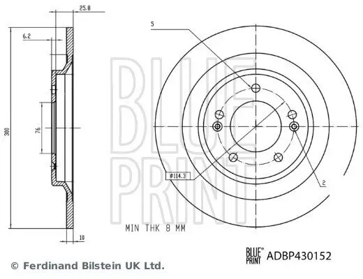 Bremsscheibe Hinterachse BLUE PRINT ADBP430152 Bild Bremsscheibe Hinterachse BLUE PRINT ADBP430152