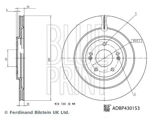 Bremsscheibe BLUE PRINT ADBP430153 Bild Bremsscheibe BLUE PRINT ADBP430153