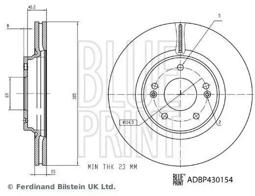 Bremsscheibe Vorderachse BLUE PRINT ADBP430154 Bild Bremsscheibe Vorderachse BLUE PRINT ADBP430154