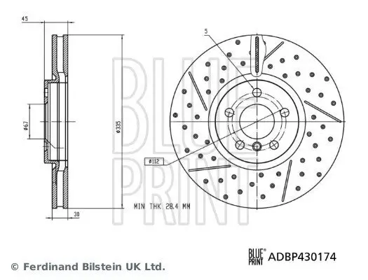 Bremsscheibe Vorderachse BLUE PRINT ADBP430174