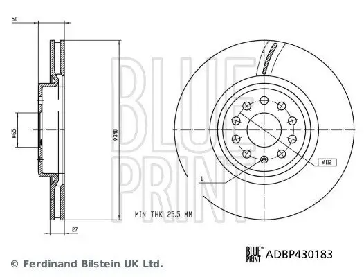 Bremsscheibe Vorderachse BLUE PRINT ADBP430183