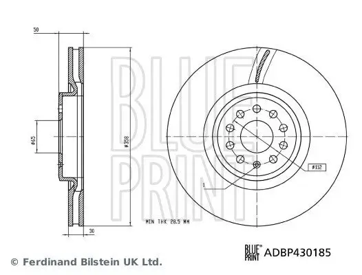 Bremsscheibe Vorderachse BLUE PRINT ADBP430185 Bild Bremsscheibe Vorderachse BLUE PRINT ADBP430185